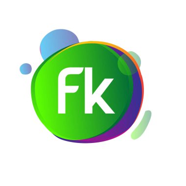 Renkli bir arka planı olan FK logosu, yaratıcı endüstri, web, iş ve şirket için harf kombinasyonu tasarımı.