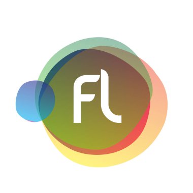 FL harfi logosu rengarenk arka plan, yaratıcı endüstri, web, iş ve şirket için harf kombinasyonu tasarımı.