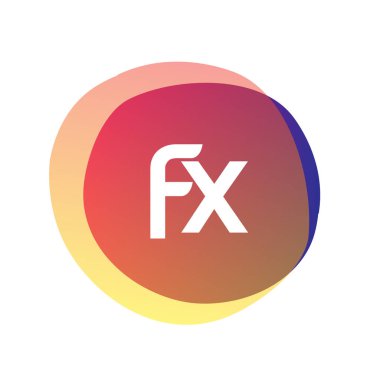 FX harfi logosu rengarenk arka plan, yaratıcı endüstri, web, iş ve şirket için harf kombinasyonu tasarımı.