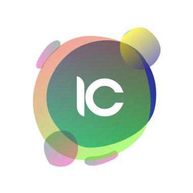 IC logosu rengarenk arka plan, yaratıcı endüstri, web, iş ve şirket için harf kombinasyonu tasarımı.