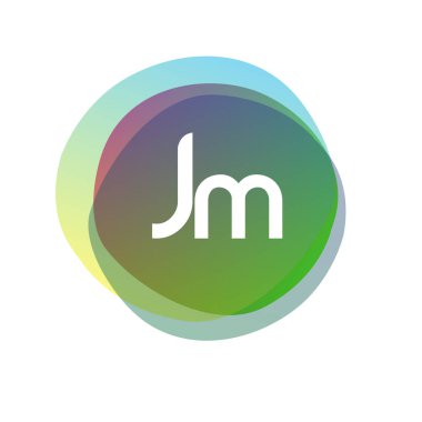Renkli arkaplanı olan JM logosu, yaratıcı endüstri, web, iş ve şirket için harf kombinasyonu tasarımı.