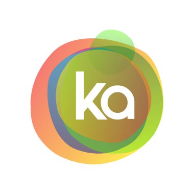 Renkli arka planlı KA logosu, yaratıcı endüstri, web, iş ve şirket için harf kombinasyonu tasarımı.