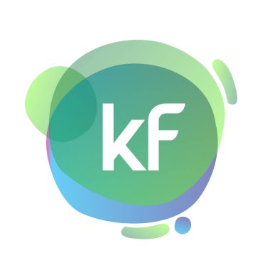 Renkli arkaplanı olan KF logosu, yaratıcı endüstri, web, iş ve şirket için harf kombinasyonu tasarımı.