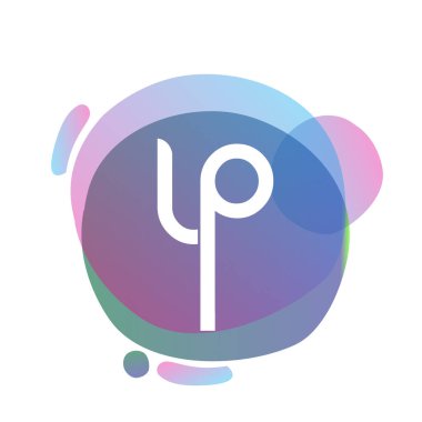LP logosu renkli sıçrama arkaplanı, yaratıcı endüstri, web, iş ve şirket için harf kombinasyonu tasarımı.
