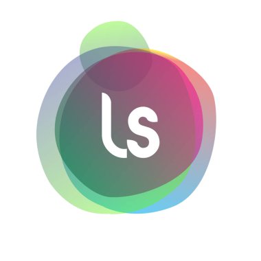 Renkli sıçrama arkaplanı olan LS logosu, yaratıcı endüstri, web, iş ve şirket için harf kombinasyonu tasarımı.