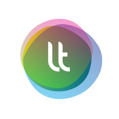 LT logosu rengarenk arka planı, yaratıcı endüstri, web, iş ve şirket için harf kombinasyonu tasarımı.