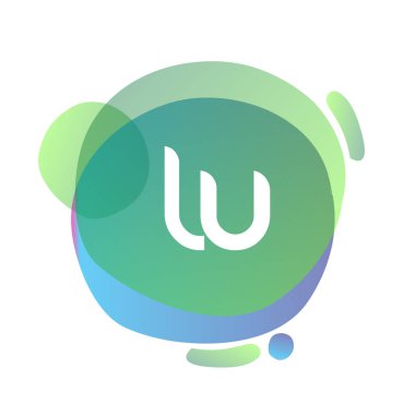 LU logosu renkli sıçrama arkaplanı, yaratıcı endüstri, web, iş ve şirket için harf kombinasyonu tasarımı.