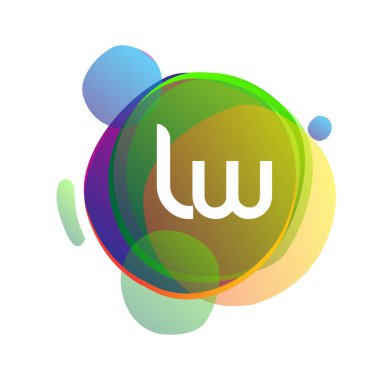 LW harfi logosu rengarenk arka plan, yaratıcı endüstri, web, iş ve şirket için harf kombinasyonu tasarımı.