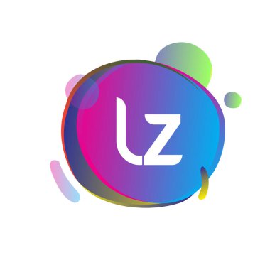 LZ logosu renkli sıçrama arkaplanı, yaratıcı endüstri, web, iş ve şirket için harf kombinasyonu tasarımı.