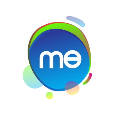Renkli bir arka plan, yaratıcı endüstri, web, iş ve şirket için harf kombinasyonu tasarımlı ME logosu.
