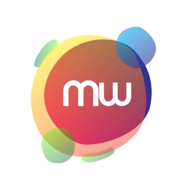 MW harfi logosu rengarenk arka plan, yaratıcı endüstri, web, iş ve şirket için harf kombinasyonu tasarımı.