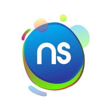Renkli arkaplanı olan NS harfi logosu, yaratıcı endüstri, web, iş ve şirket için harf kombinasyonu tasarımı.