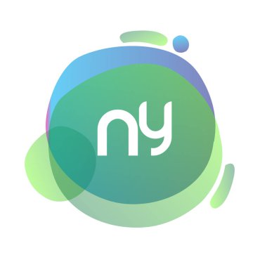 Renkli bir arka planı olan NY harfi logosu, yaratıcı endüstri, web, iş ve şirket için harf kombinasyonu tasarımı.