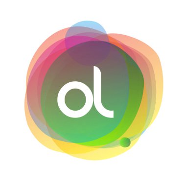 Renkli sıçrama arkaplanı olan eski harf logosu, yaratıcı endüstri, web, iş ve şirket için harf kombinasyonu tasarımı.