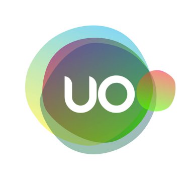 Renkli arkaplanlı UO logosu, yaratıcı endüstri, web, iş ve şirket için harf kombinasyonu tasarımı.