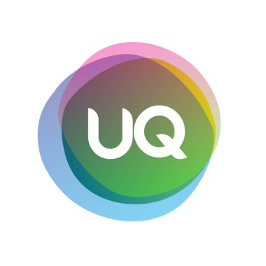 Renkli arkaplanlı UQ logosu, yaratıcı endüstri, web, iş ve şirket için harf kombinasyonu tasarımı.