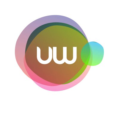 Renkli arkaplanı olan UW harfi logosu, yaratıcı endüstri, web, iş ve şirket için harf kombinasyonu tasarımı.