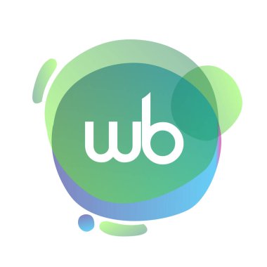 Renkli arka planlı WB logosu, yaratıcı endüstri, web, iş ve şirket için harf kombinasyonu tasarımı.