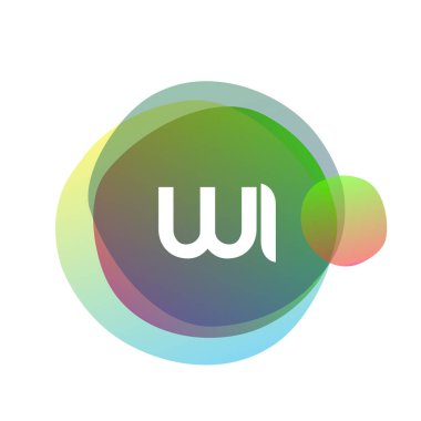 WI harfi logosu rengarenk arka planda, harf kombinasyonu tasarımında yaratıcı endüstri, web, iş ve şirket için.