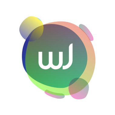 Renkli arka planlı WJ logosu, yaratıcı endüstri, web, iş ve şirket için harf kombinasyonu tasarımı.