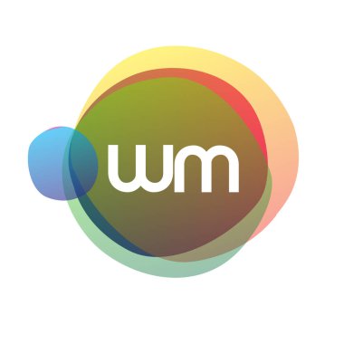 Renkli arka planlı WM logosu, yaratıcı endüstri, web, iş ve şirket için harf kombinasyonu tasarımı.
