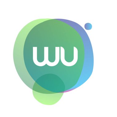 WU logosu rengarenk arka plan, yaratıcı endüstri, web, iş ve şirket için harf kombinasyonu tasarımı.