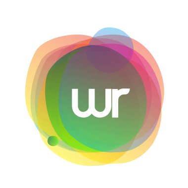 Renkli arkaplanı olan WR logosu, yaratıcı endüstri, web, iş ve şirket için harf kombinasyonu tasarımı.