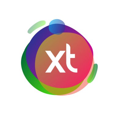 Renkli arka planlı XT logosu, yaratıcı endüstri, web, iş ve şirket için harf kombinasyonu tasarımı.