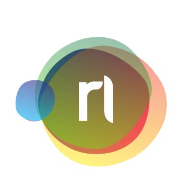 Renkli sıçrama arkaplanlı harf RI logosu, yaratıcı endüstri, web, iş ve şirket için harf kombinasyonu tasarımı.