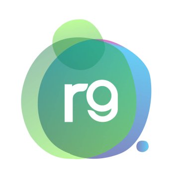Renkli arkaplanı olan harf RG logosu, yaratıcı endüstri, web, iş ve şirket için harf kombinasyonu tasarımı.