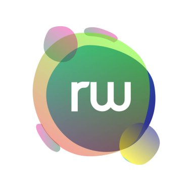 RW harfi logosu rengarenk arka plan, yaratıcı endüstri, web, iş ve şirket için harf kombinasyonu tasarımı.