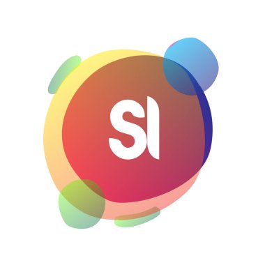 SI harfi logosu rengarenk arka planda, harf kombinasyonu tasarımında yaratıcı endüstri, web, iş ve şirket için.