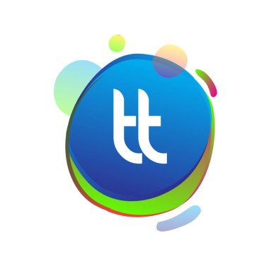Renkli arkaplanı olan harf TT logosu, yaratıcı endüstri, web, iş ve şirket için harf kombinasyonu tasarımı.