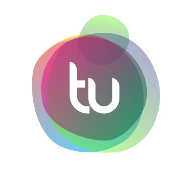 Renkli arkaplanı olan TU logosu, yaratıcı endüstri, web, iş ve şirket için harf kombinasyonu tasarımı.