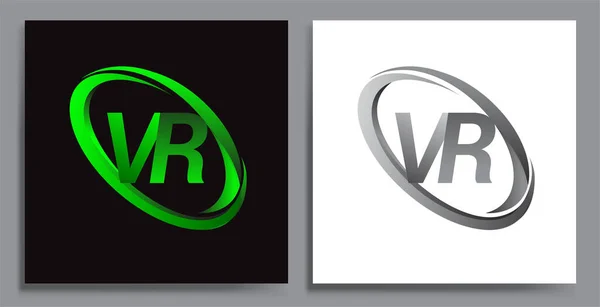 Renkli Green Swoosh Grey Firması Için Logotype Tasarımı Şirket Kimliği — Stok Vektör