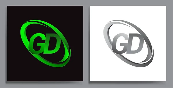 Carta Logotipo Design Para Nome Empresa Colorido Verde Swoosh Cinza — Vetor de Stock