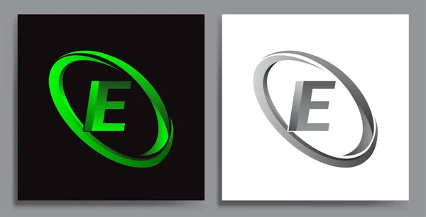 Letra Diseño Del Logotipo Para Nombre Empresa Color Verde Swoosh — Archivo Imágenes Vectoriales