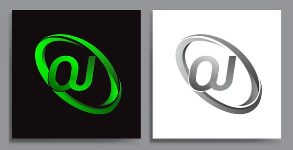 Buchstabe Logo Design Für Den Firmennamen Farbigen Grünen Swoosh Und — Stockvektor