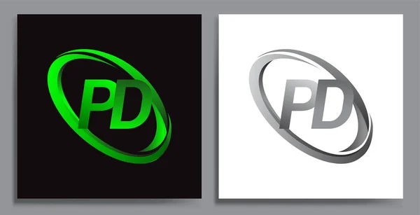 Γράμμα Λογότυπος Σχεδιασμός Για Όνομα Της Εταιρείας Χρωματισμένο Πράσινο Swoosh — Διανυσματικό Αρχείο