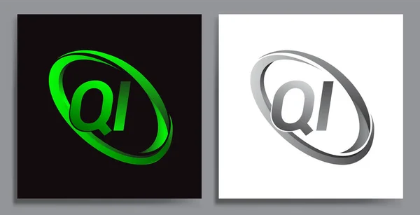 Buchstabe Logo Design Für Den Firmennamen Farbig Green Swoosh Und — Stockvektor