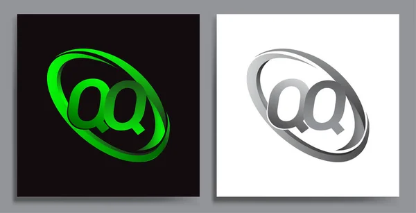 Schriftzug Logo Design Für Den Firmennamen Farbig Green Swoosh Und — Stockvektor