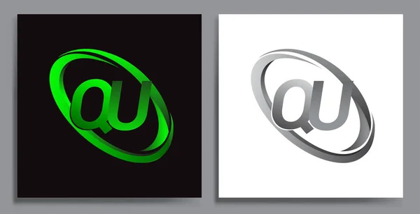 Buchstabe Logo Design Für Den Firmennamen Farbig Green Swoosh Und — Stockvektor