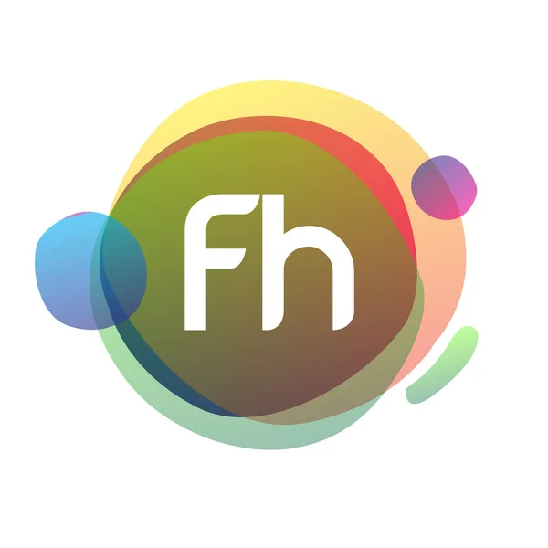 字母Fh标识 彩色水花背景 字母组合标识设计 供创意行业 企业和公司使用 — 图库矢量图片