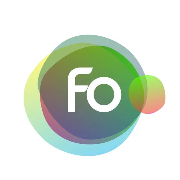 具有彩色水花背景的字母Fo标识 创意产业 企业和公司的字母组合标识设计 — 图库矢量图片