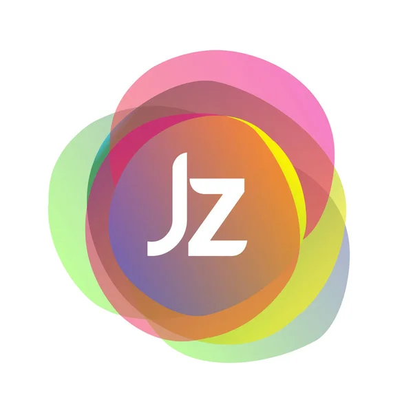 字母Jz标识 彩色水花背景 字母组合标识设计 供创意行业 企业和公司使用 — 图库矢量图片