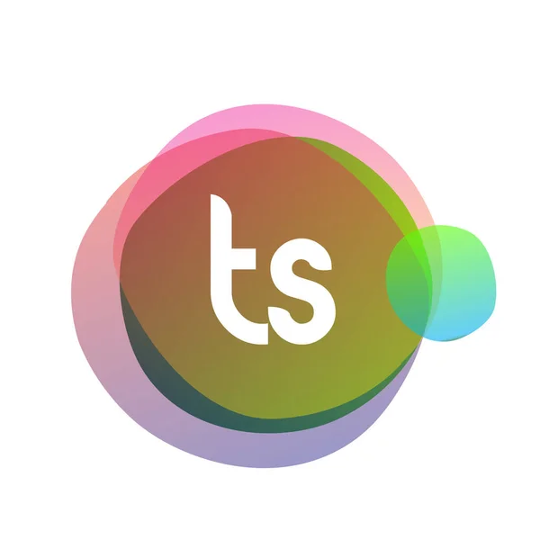 カラフルなスプラッシュ背景を持つ文字Tsのロゴ クリエイティブ産業 ウェブ ビジネスや企業のための文字の組み合わせのロゴデザイン — ストックベクタ