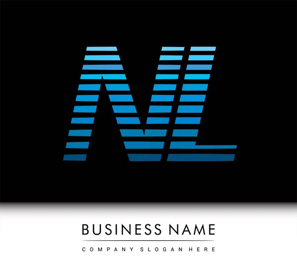 Logotipo Carta Inicial Colorido Azul Com Composição Listrada Vector Logotipo — Vetor de Stock