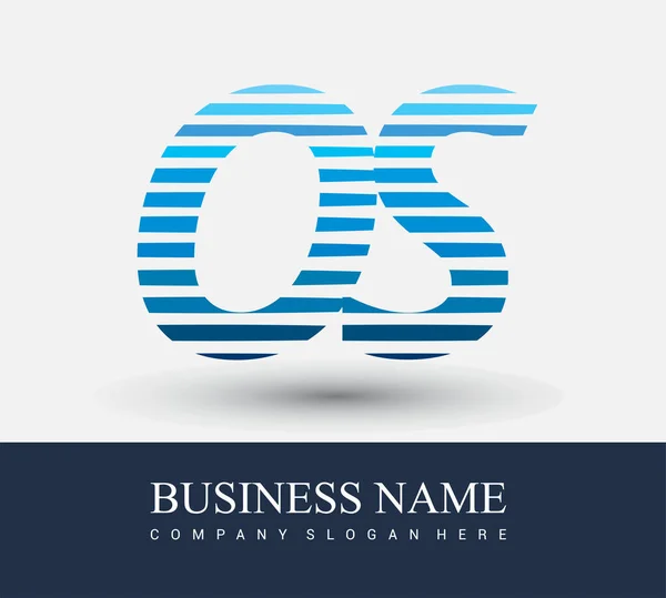 Första Bokstaven Logotyp Färgad Blå Med Randig Kompott Vector Logotyp — Stock vektor