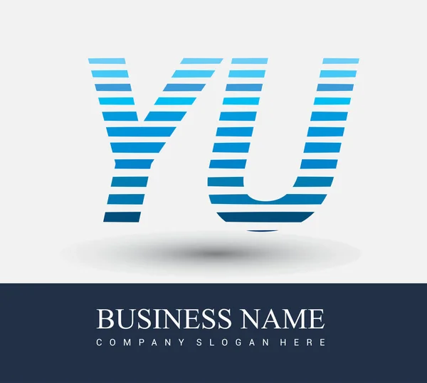 Počáteční Písmeno Logo Zbarvená Modrá Pruhovaným Kompotition Vector Logo Designové — Stockový vektor