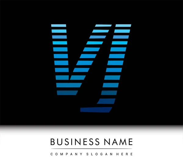 Початковий Логотип Літери Кольоровий Синій Смугастим Компонуванням Елементи Дизайну Векторного — стоковий вектор